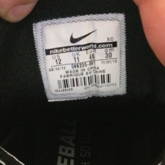 Nike Air Huarache Black and White High-Top Cleats Size 12 main image 4